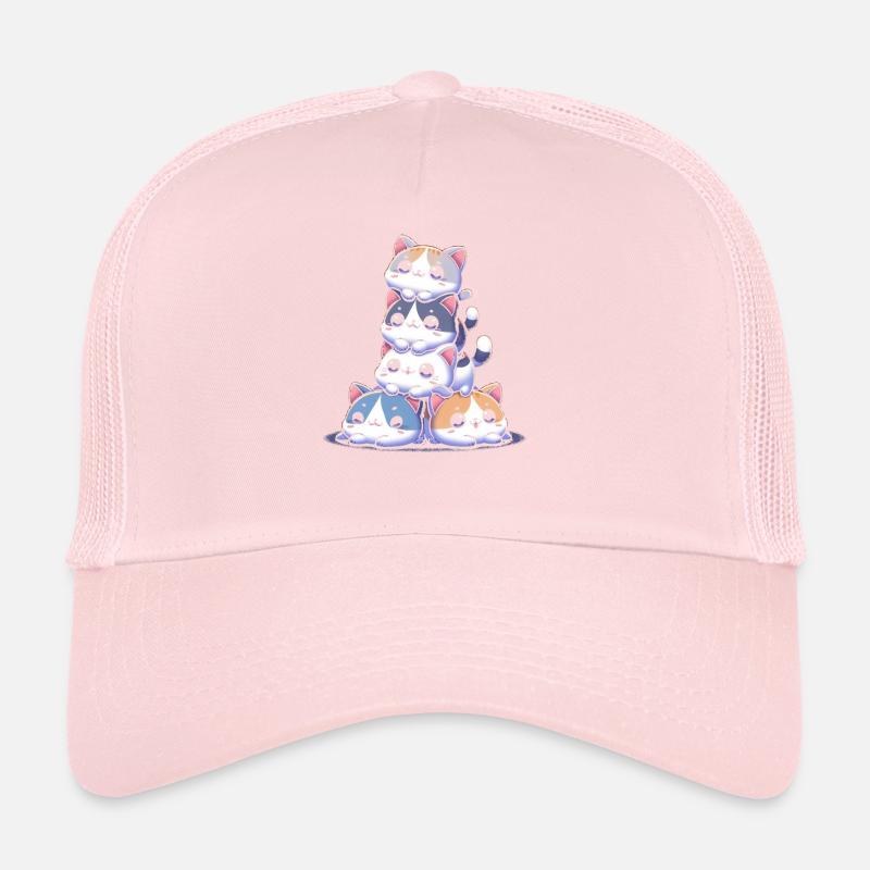 Stack of Kitty Cats Stack Kawaii Meowtain Anime Trucker Cap