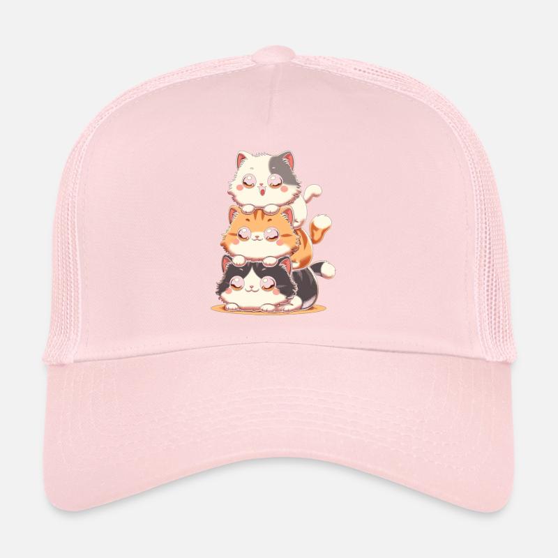 Stack of Kitty Cats Stack Kawaii Meowtain Anime Trucker Cap