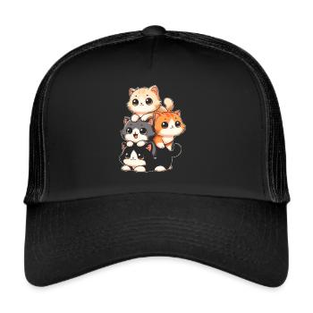 Stack of Kitty Cats Stack Kawaii Meowtain Anime - Trucker Cap - black/black - Front