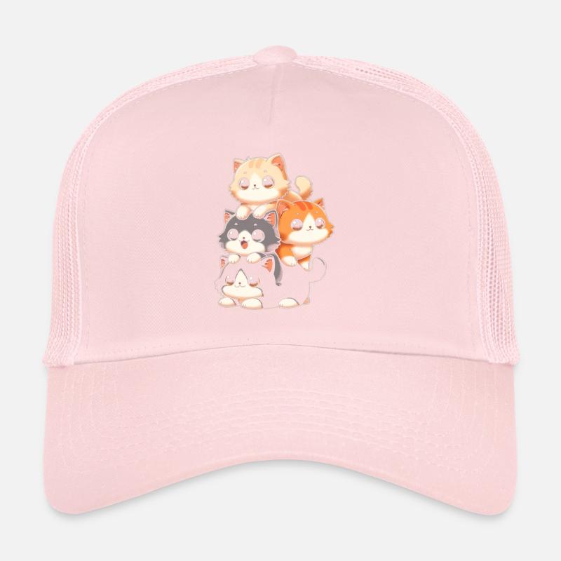 Stack of Kitty Cats Stack Kawaii Meowtain Anime Trucker Cap