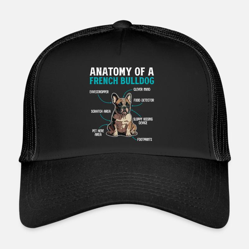 Anatomie d’un bouledogue français - Casquette trucker  - noir/noir