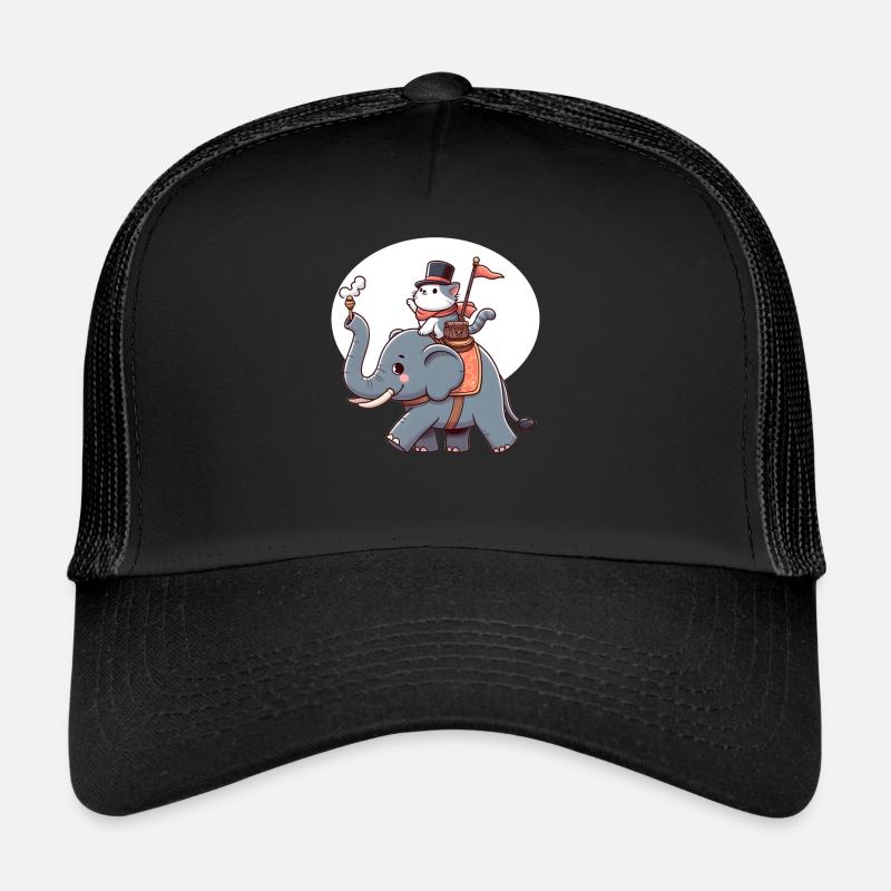 Le chat monte à dos d’éléphant Casquette trucker 