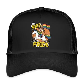 Lets Ride To The Pride Cowboy on Unicorn - Trucker Cap - black/black - Front