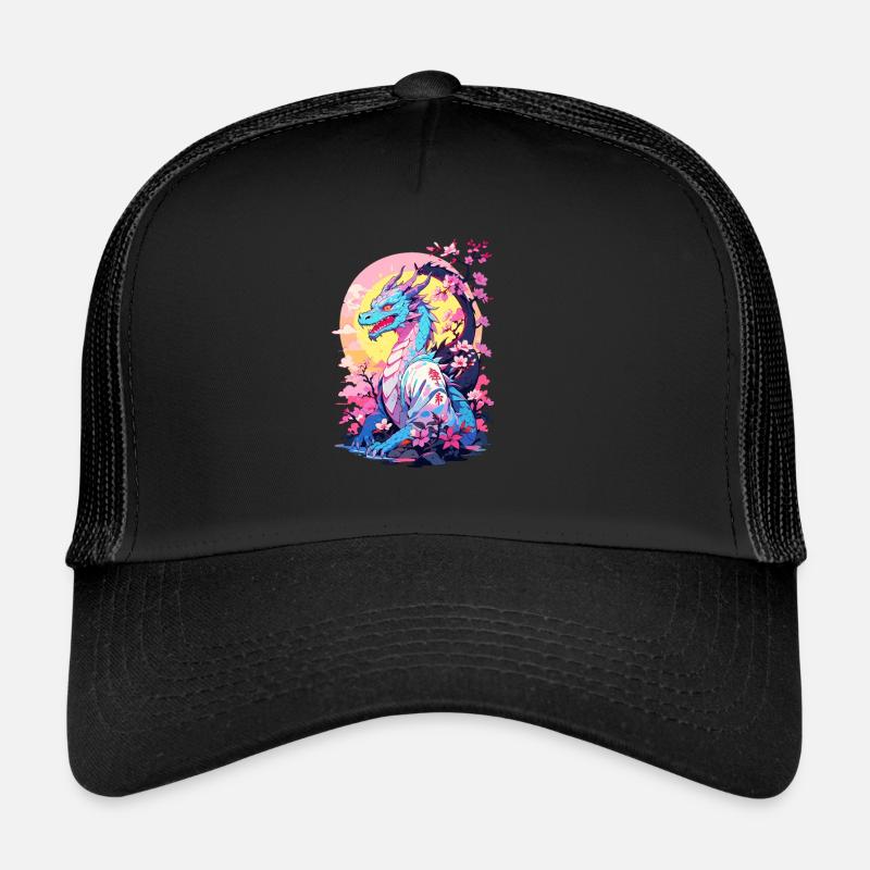 Vintage Vaporwave Stil Japanischer Drache Design Trucker Cap