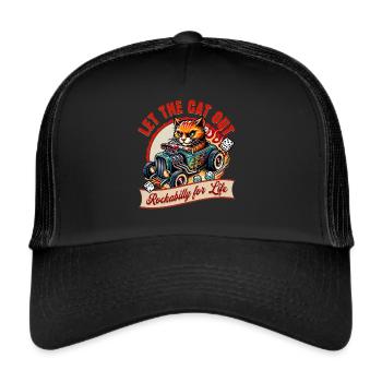 Laissez sortir le chat - Rockabilly Music Hotrod Retro - Casquette trucker  - noir/noir - Devant