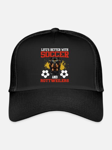 Rottie owner LIVE IS BETTER WITH SOCCER AND - Trucker Cap - black/black - Front