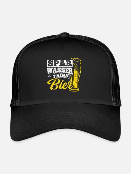 Spar Eau Boire Bière Bière Pong Alcool Fête Bière - Casquette trucker  - noir/noir - Devant