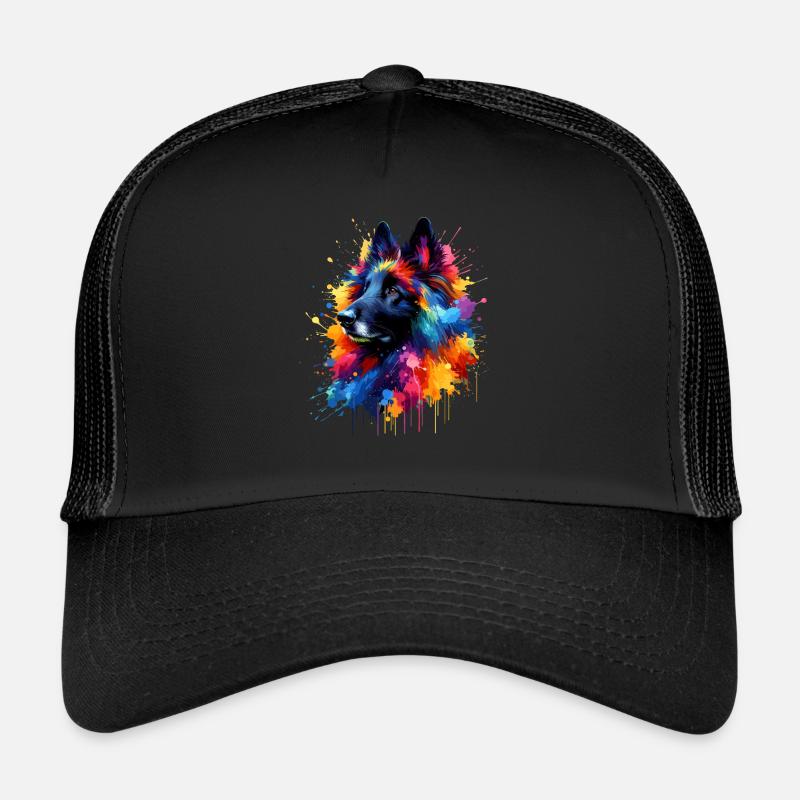 Colorful Splash Art Belgian Sheepdog Groenendael Trucker Cap