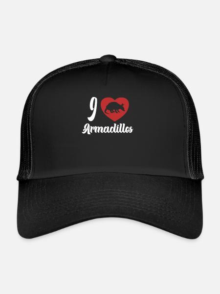I love Armadillos Pink Fairy Chlamyphoridae Lover - Trucker Cap - black/black - Front