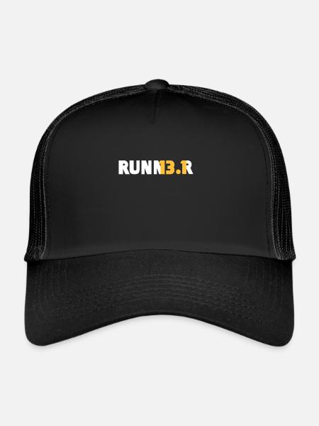 Semi-marathon 13, coureur de marathon de 1 mile - Casquette trucker  - noir/noir - Devant
