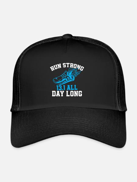 Semi-marathon 13, coureur de marathon de 1 mile - Casquette trucker  - noir/noir - Devant