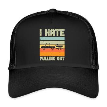 Funny boat boat captain pulling out - Trucker Cap - black/black - Front