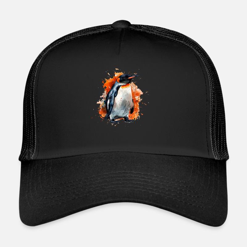 Pinguin Kawaii Pinguin Niedlich - Trucker Cap - Schwarz/Schwarz