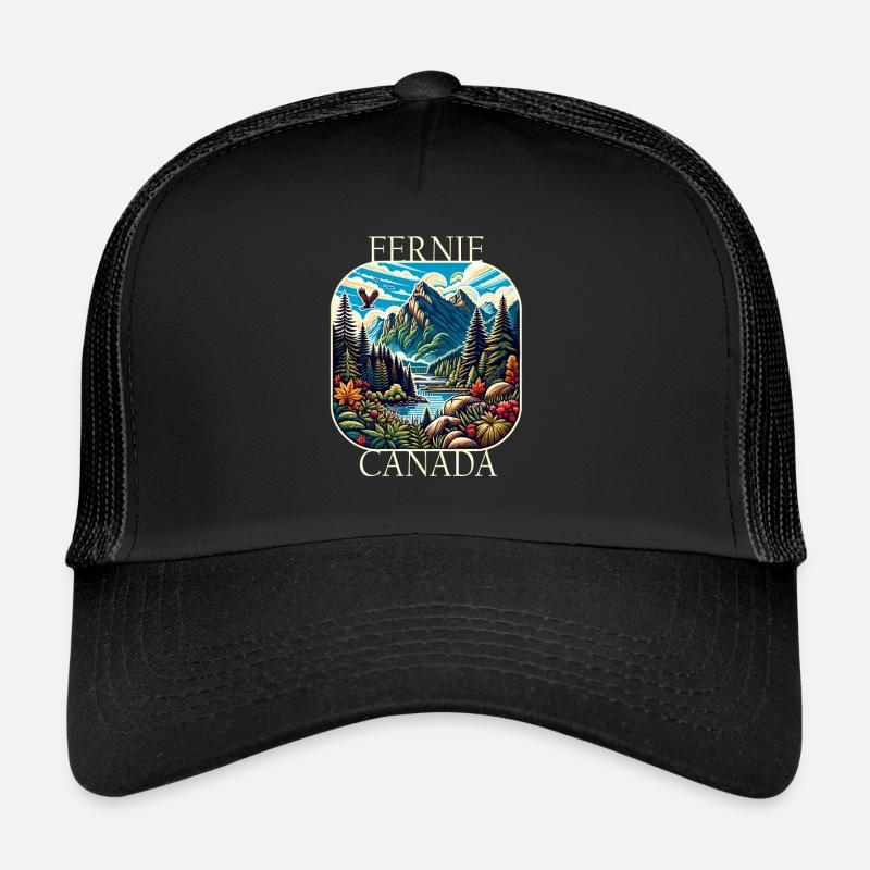 Fernie British Columbia Berge Landschaft - Trucker Cap - Schwarz/Schwarz