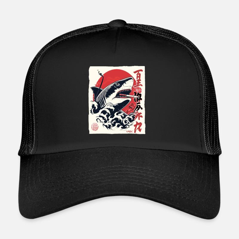 Cool smoking Japanese shark Trucker Cap
