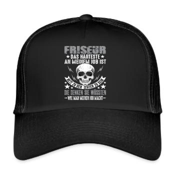 Friseur Friseure Haare Friseur lustig Spruch - Trucker Cap - Schwarz/Schwarz - Vorne