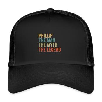 Phillip the man the myth - Trucker Cap - Schwarz/Schwarz - Vorne