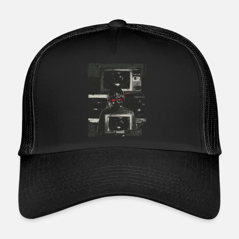 Mask Weirdcore Glitchcore Digital Horror Grunge Trucker Cap
