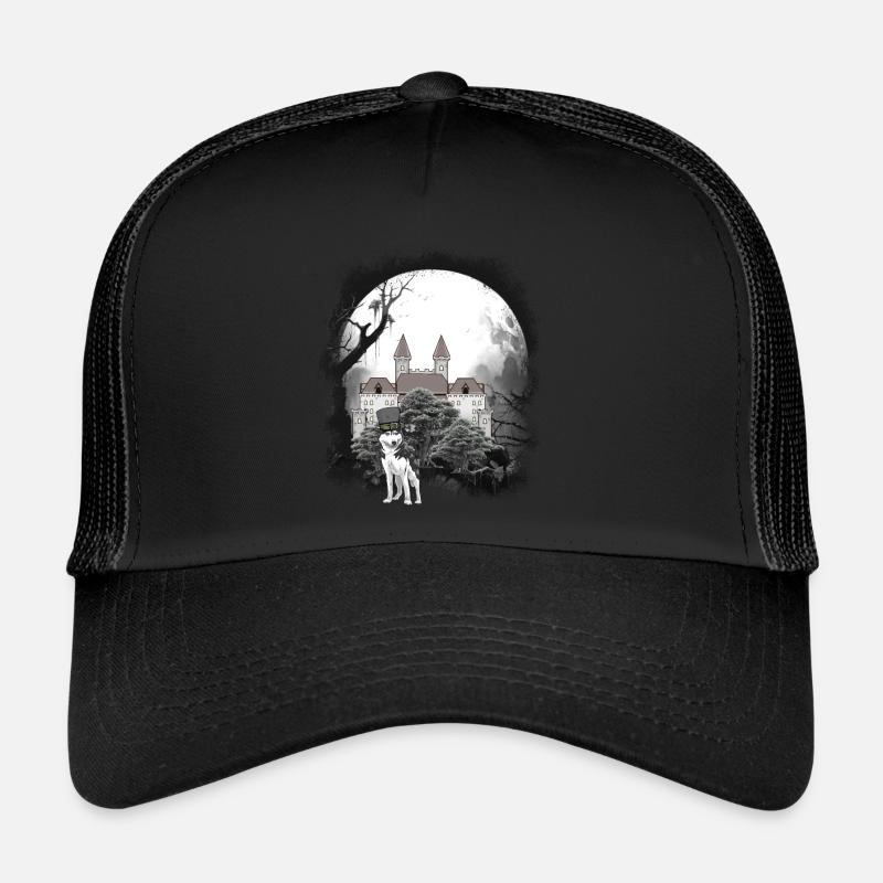 Château médiéval Forêt Loups Conte de fées Wehrwolf Casquette trucker 