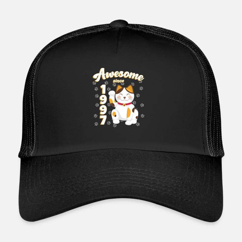 1997 Birthday Awesome since Cat Maneki neko - Trucker Cap - black/black