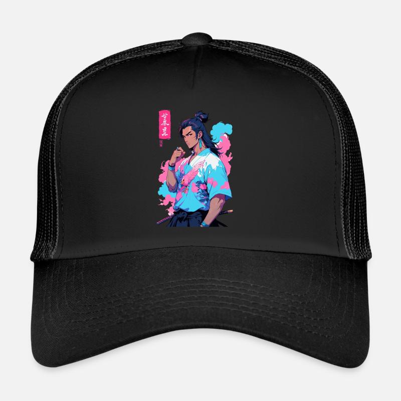 Aesthetic Vaporwave Style Japanese Samurai Trucker Cap