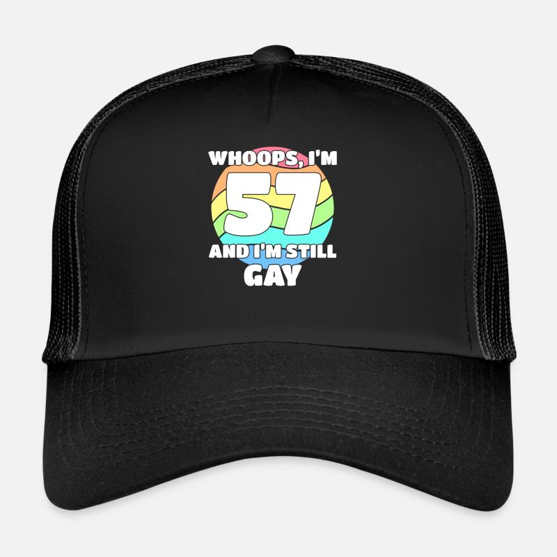 57. Geburtstag 57 BDay Lesbisch Schwul Bi Trans - - Trucker Cap - Schwarz/Schwarz