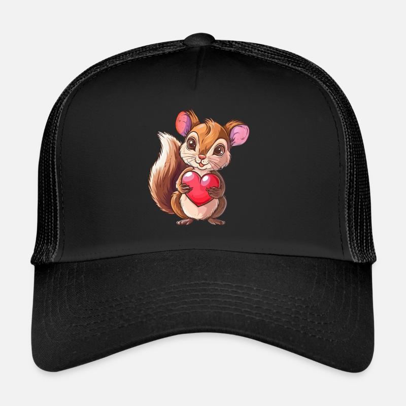Cute Squirrel Holding a Heart Trucker Cap