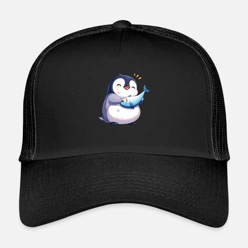 Pinguin Kawaii Pinguin Niedlich - Trucker Cap - Schwarz/Schwarz