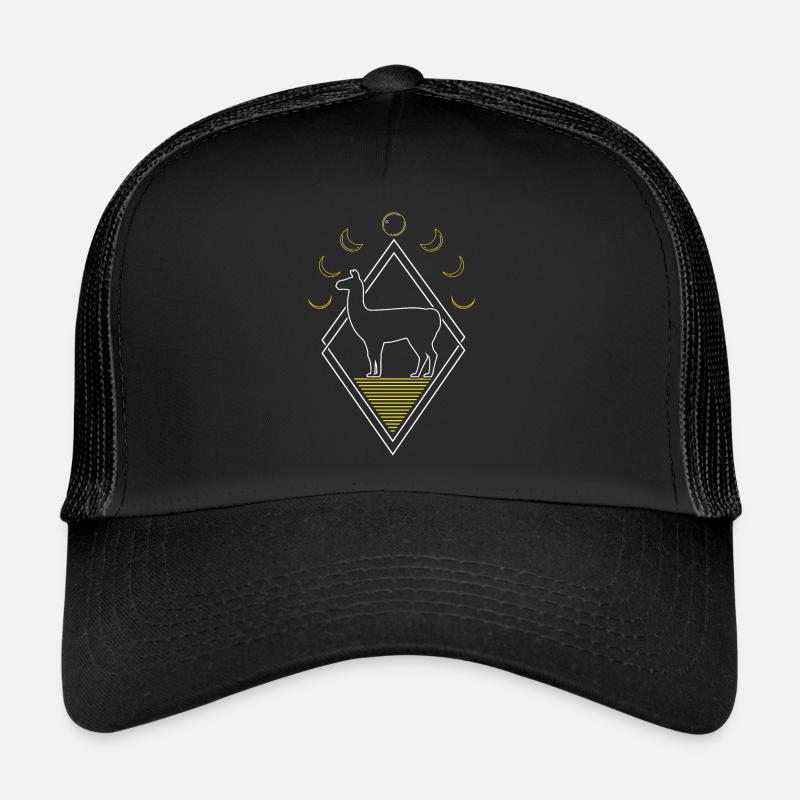 Lama Llama Abstract Moon Phases Trucker Cap