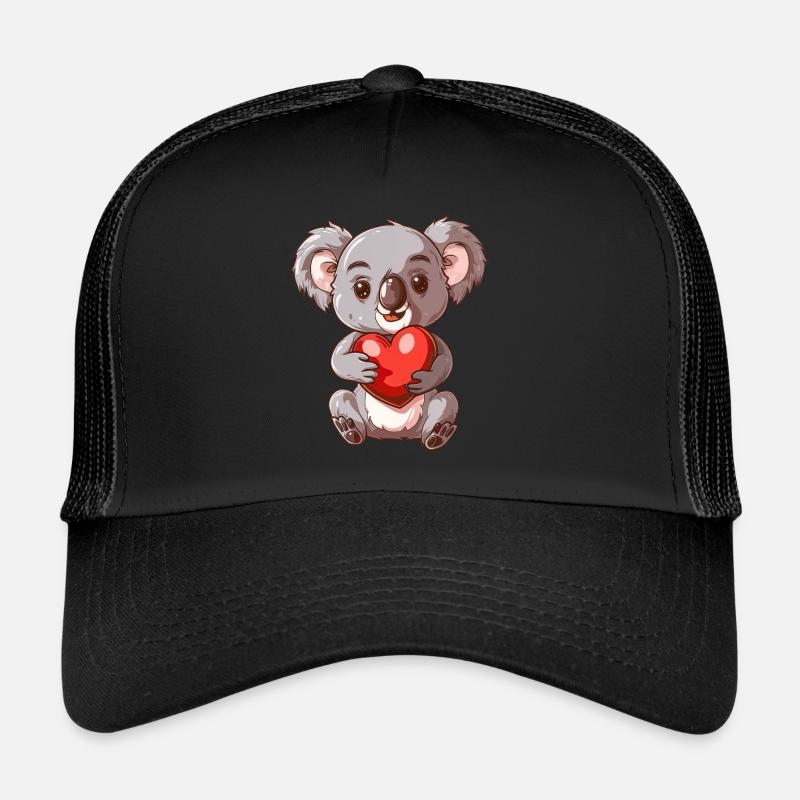 Mignon Koala tenant un coeur avec une expression adorable Casquette trucker 