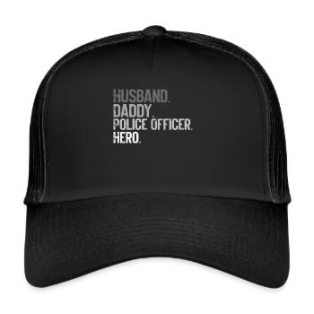 Agent de police, ligne bleue, application de la loi - Casquette trucker  - noir/noir - Devant