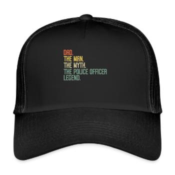 Agent de police, ligne bleue, application de la loi - Casquette trucker  - noir/noir - Devant