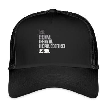 Agent de police, ligne bleue, application de la loi - Casquette trucker  - noir/noir - Devant