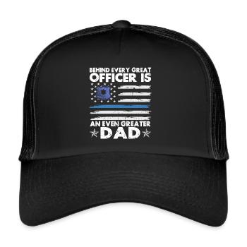 Agent de police, ligne bleue, application de la loi - Casquette trucker  - noir/noir - Devant