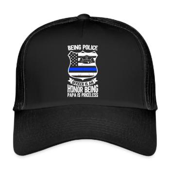 Agent de police, Ligne bleue, Application de la loi - Casquette trucker  - noir/noir - Devant