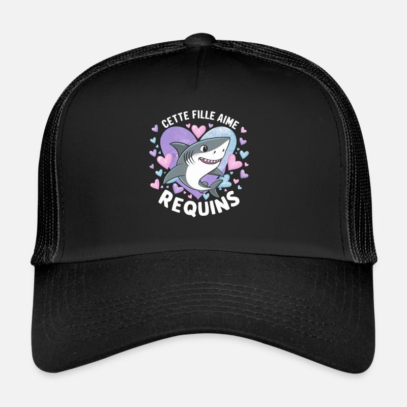 Nur ein Mädchen, das Haie liebt Lustiges Geschenk - Trucker Cap - Schwarz/Schwarz