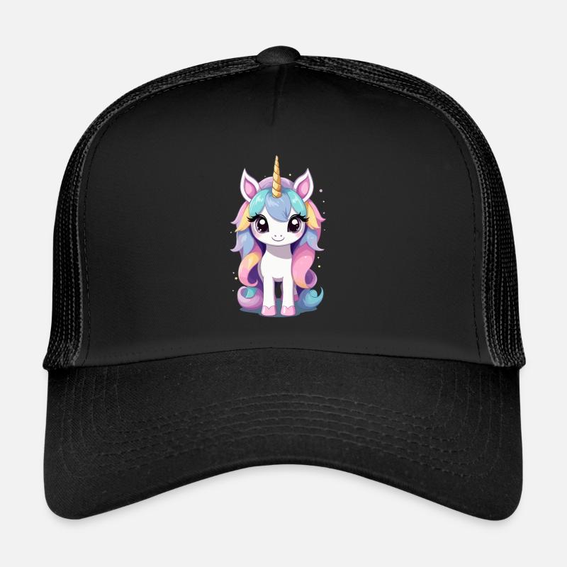 Conception d’amant de licorne aux couleurs pastel Casquette trucker 