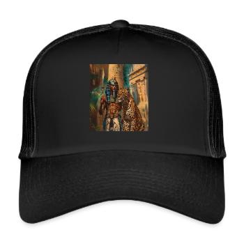 Ägypten Hieroglyphe Pyramiden Priester ägyptisch, - Trucker Cap - Schwarz/Schwarz - Vorne