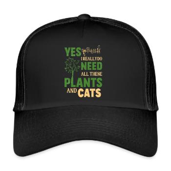 Plantes et chats Jardin Amoureux des plantes - Casquette trucker  - noir/noir - Devant