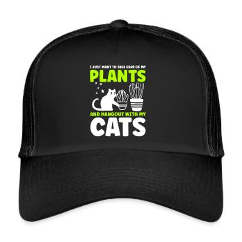 Plantes et chats Jardin Amoureux des plantes - Casquette trucker  - noir/noir - Devant