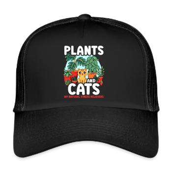 Plantes et chats Jardin Amoureux des plantes - Casquette trucker  - noir/noir - Devant