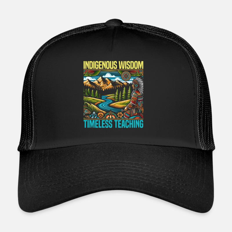 Tribu amérindienne Cherokee Apache - Casquette trucker - noir/noir