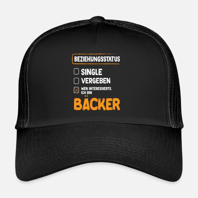 Bäcker Beziehungsstatus Back Backwaren Backen - Trucker Cap - Schwarz/Schwarz