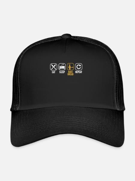 Eat Sleep Bake Bread Repeat Bread Dough Lover - Trucker Cap - black/black - Front