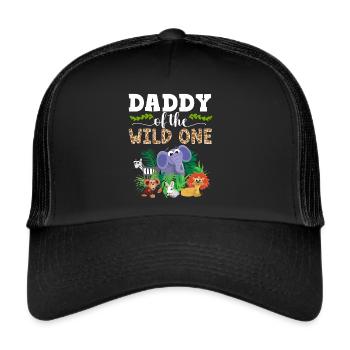 Papa Of The Wild Un Anniversaire Zoo Thème Safari - Casquette trucker  - noir/noir - Devant