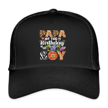 Papa Of The Wild One Anniversaire Zoo Safari à thème - Casquette trucker  - noir/noir - Devant