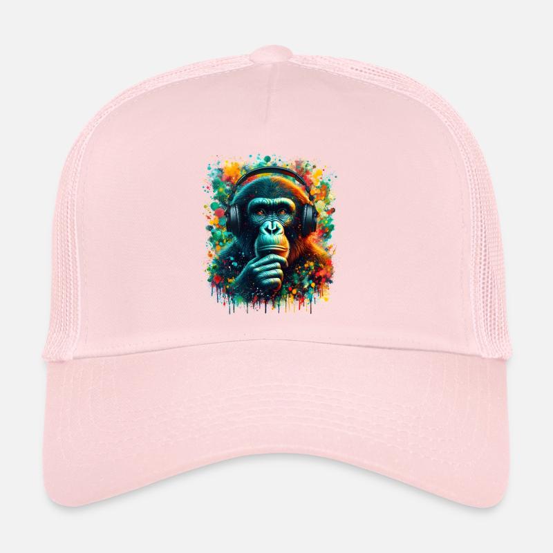 Banksy DJ Monkey Thinker Trucker Cap