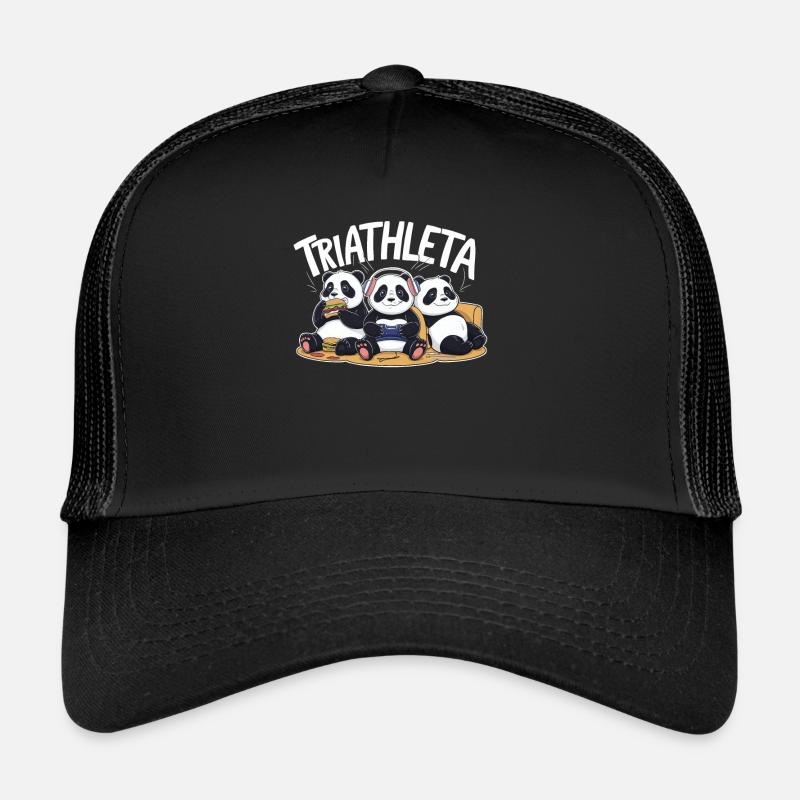 Panda Gamer Triathlon Eating and Playing Trucker Cap