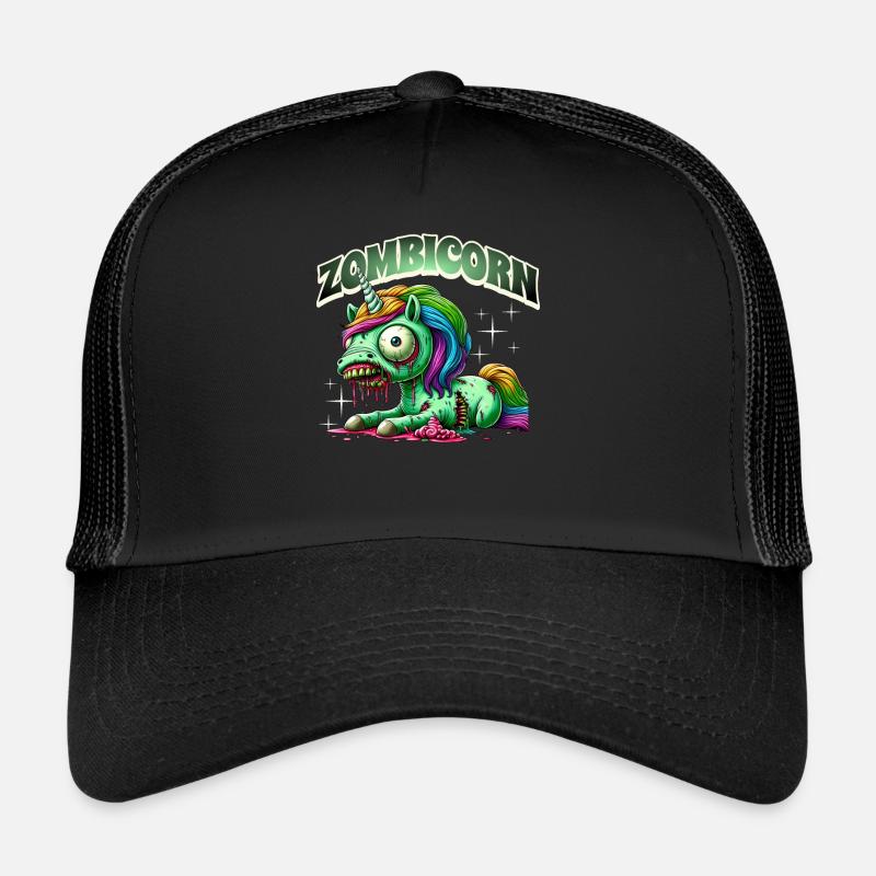 Zombiecorn Zombie Einhorn - Trucker Cap - Schwarz/Schwarz