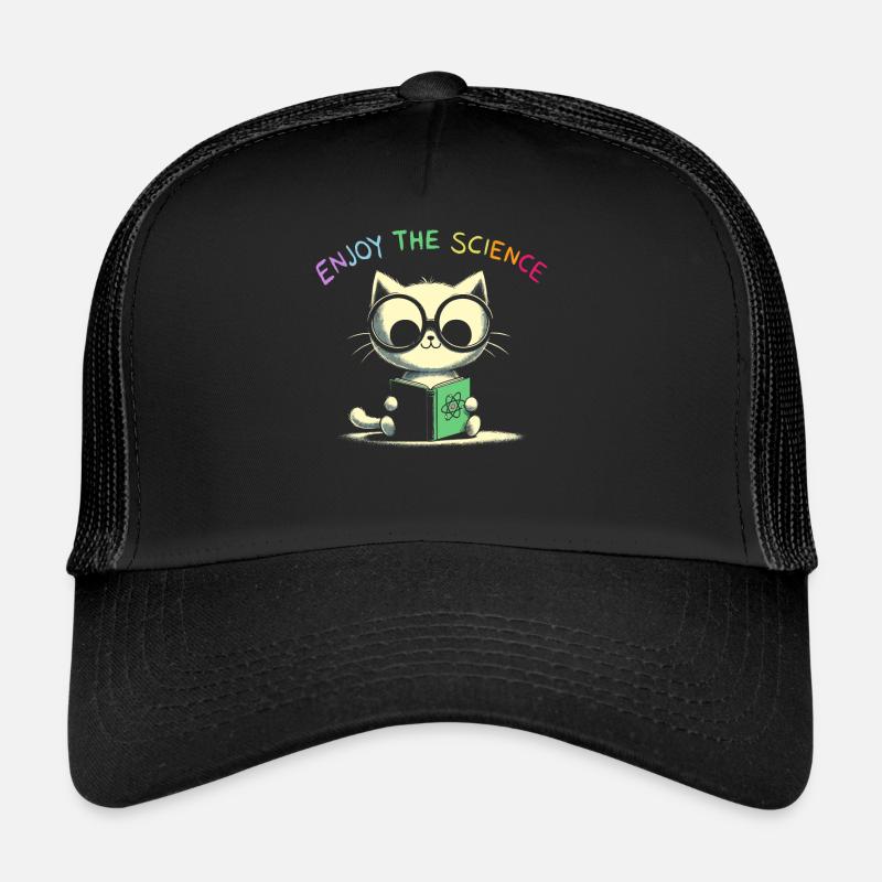 Profitez de la science. Chat d’école mignon. Casquette trucker 